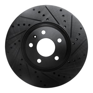 Audi Q5 Brake Rotor (1) - Front Right - R1 Concepts - Drilled & Slotted - Black - `08-`12